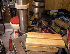 Used the drill press to drill the pipe counterbalance holes