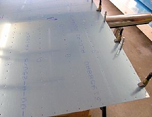 Drilled initial locater holes in wing walk doubler sheet