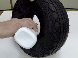 Put baby powder inside the tire